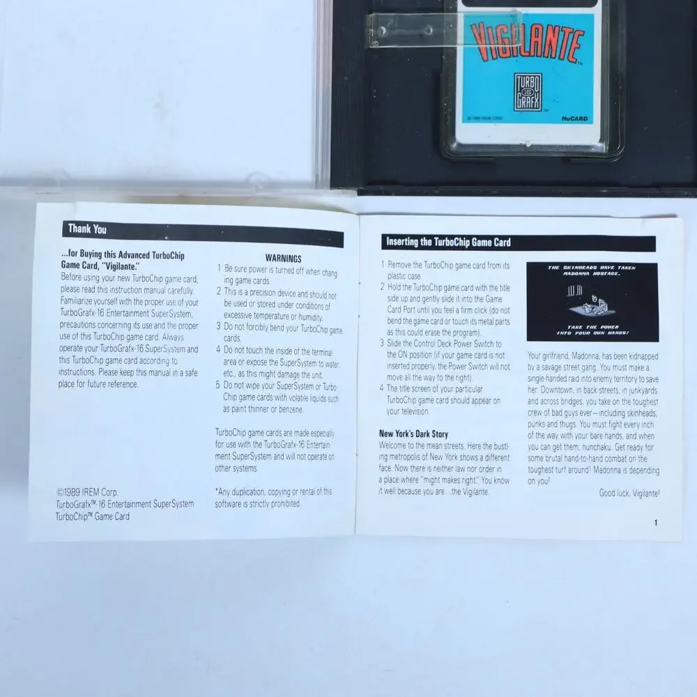 Vigilante (TurboGrafx 16, 1989) w/Case & Manual
